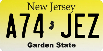 NJ license plate A74JEZ