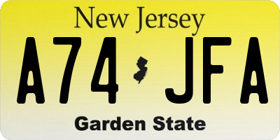 NJ license plate A74JFA