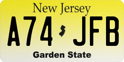 NJ license plate A74JFB