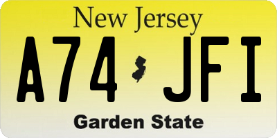 NJ license plate A74JFI