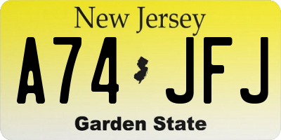 NJ license plate A74JFJ