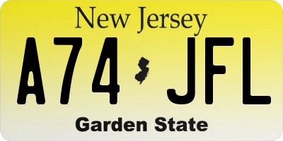 NJ license plate A74JFL
