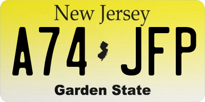 NJ license plate A74JFP
