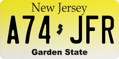 NJ license plate A74JFR