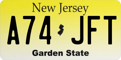 NJ license plate A74JFT