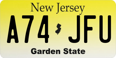 NJ license plate A74JFU