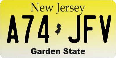 NJ license plate A74JFV