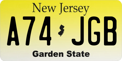 NJ license plate A74JGB