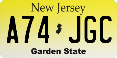 NJ license plate A74JGC