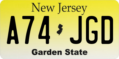 NJ license plate A74JGD