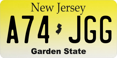NJ license plate A74JGG