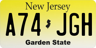 NJ license plate A74JGH