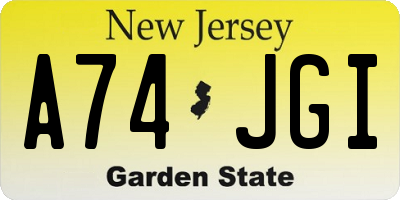 NJ license plate A74JGI