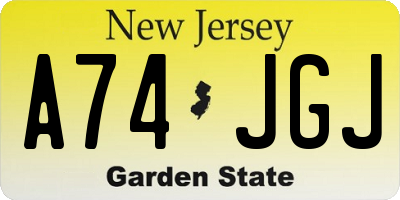 NJ license plate A74JGJ