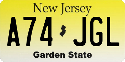 NJ license plate A74JGL