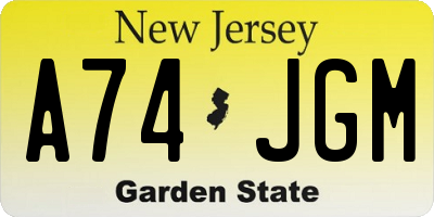 NJ license plate A74JGM