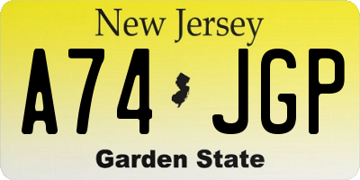NJ license plate A74JGP