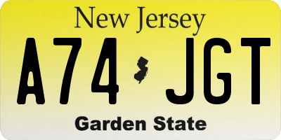 NJ license plate A74JGT