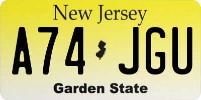 NJ license plate A74JGU