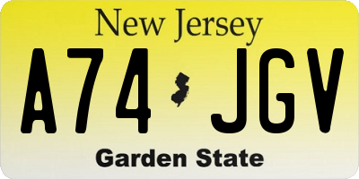 NJ license plate A74JGV
