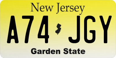 NJ license plate A74JGY