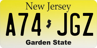 NJ license plate A74JGZ