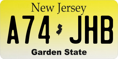 NJ license plate A74JHB