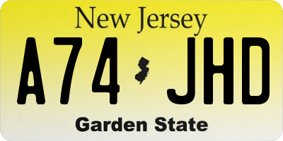 NJ license plate A74JHD
