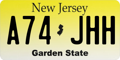 NJ license plate A74JHH