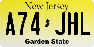 NJ license plate A74JHL