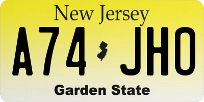 NJ license plate A74JHO