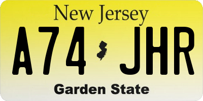NJ license plate A74JHR