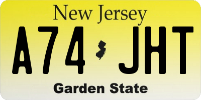NJ license plate A74JHT