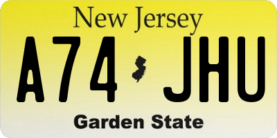 NJ license plate A74JHU