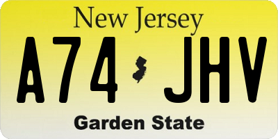 NJ license plate A74JHV