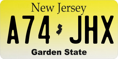 NJ license plate A74JHX