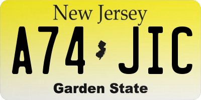 NJ license plate A74JIC