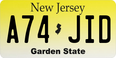 NJ license plate A74JID