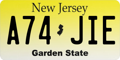NJ license plate A74JIE