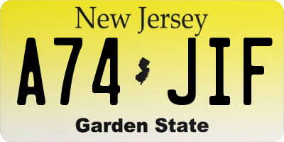 NJ license plate A74JIF