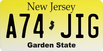 NJ license plate A74JIG