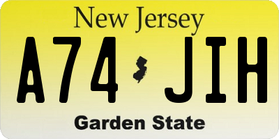 NJ license plate A74JIH