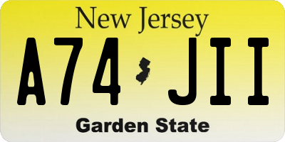 NJ license plate A74JII