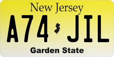 NJ license plate A74JIL