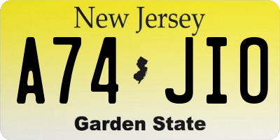NJ license plate A74JIO