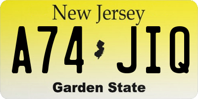 NJ license plate A74JIQ