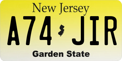 NJ license plate A74JIR