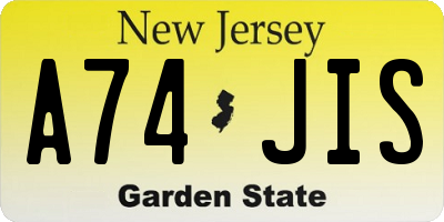 NJ license plate A74JIS