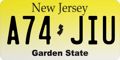 NJ license plate A74JIU