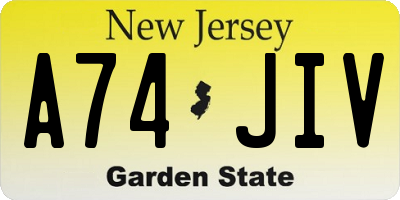 NJ license plate A74JIV